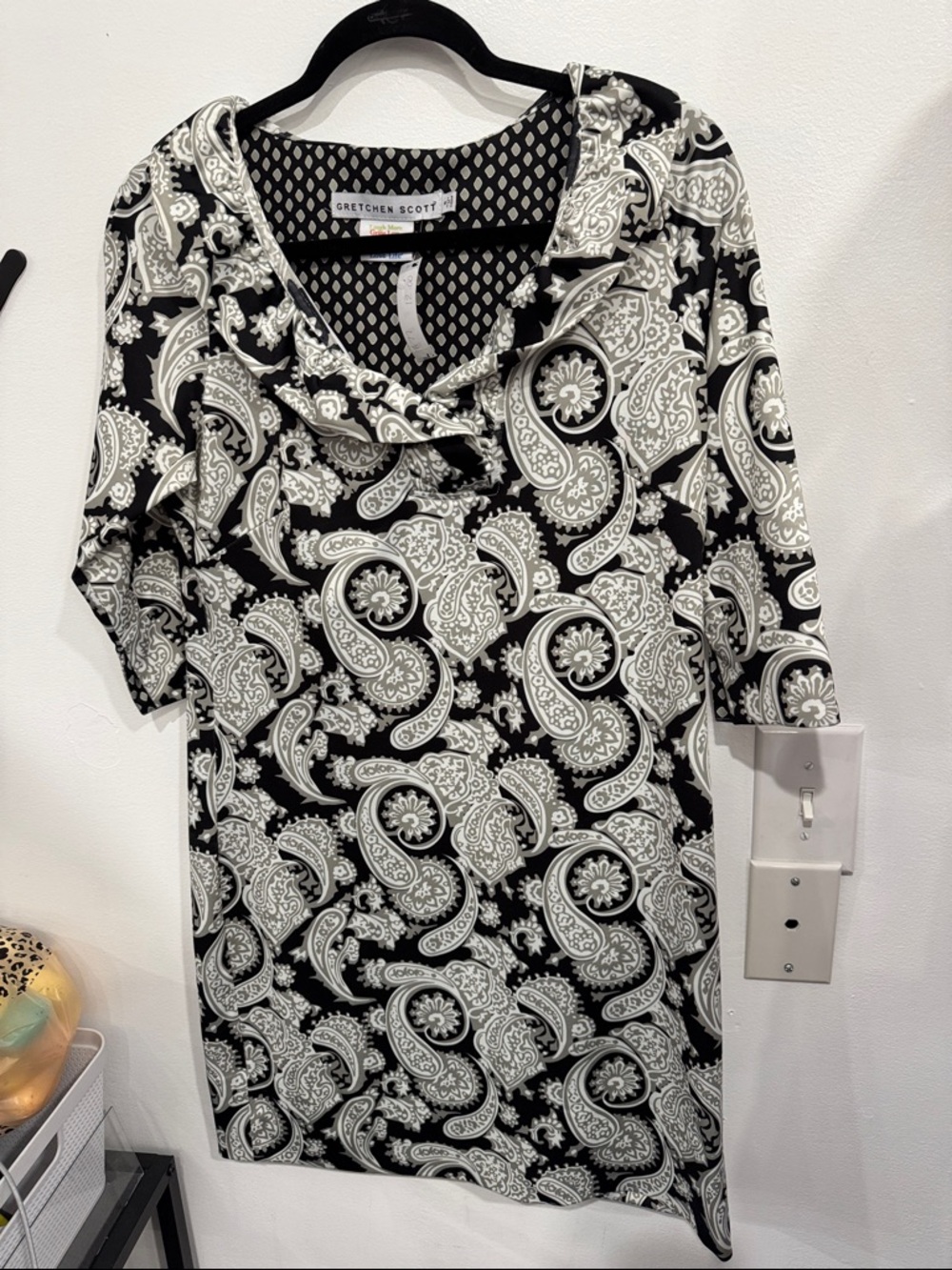 Gretchen Scott Black & White Paisley Shift Dress
